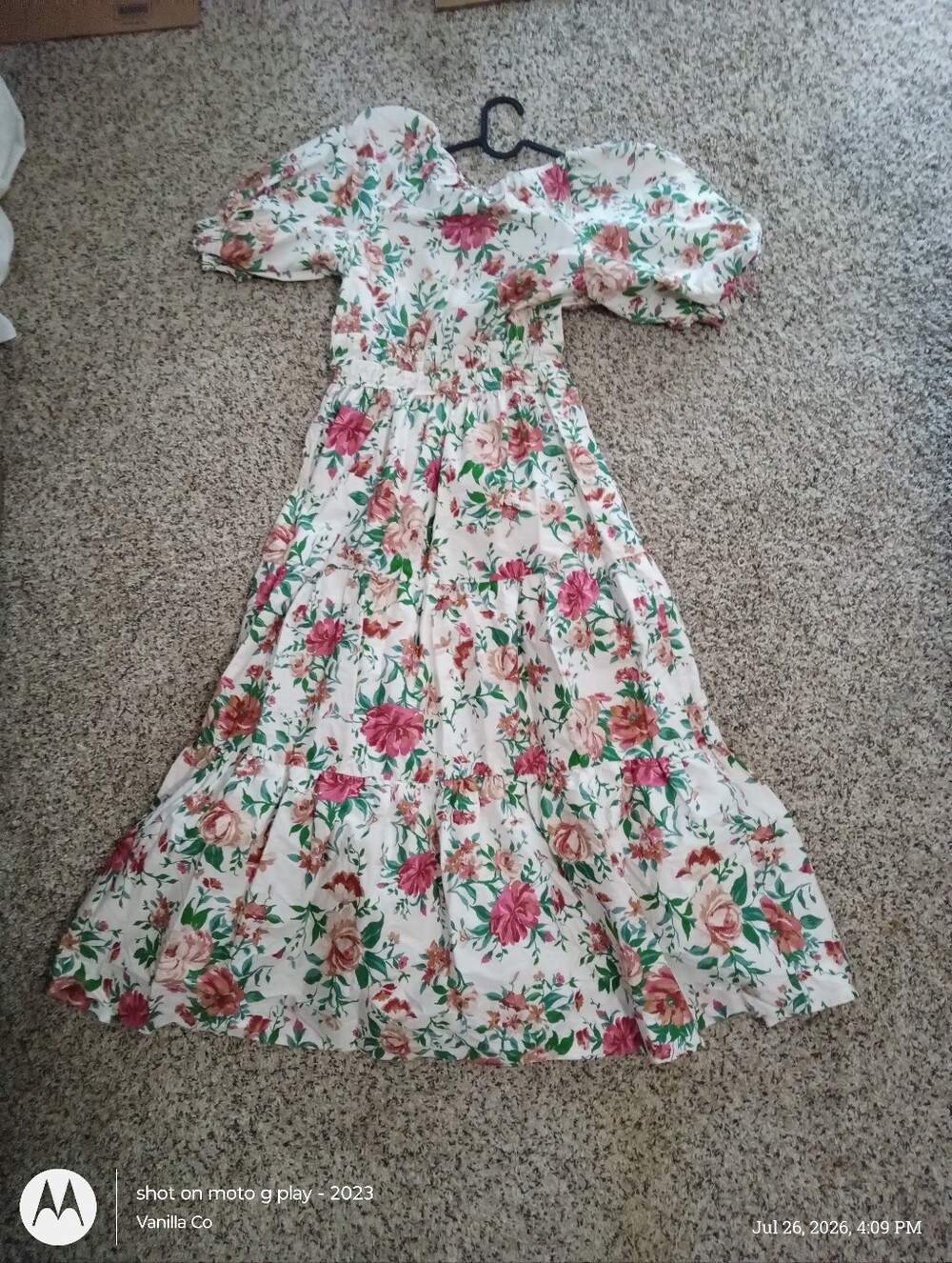 Anthropologie Somerset Puff Sleeve Maxi Dress Floral Neutral Small - Picture 5 of 9